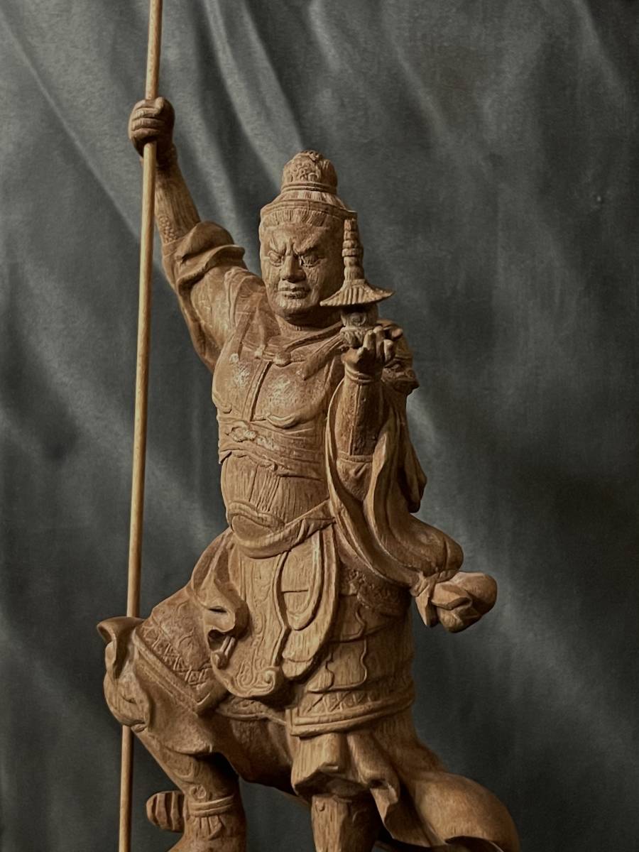 仏教工芸品 総楠製 井波彫刻 極上彫 木彫仏像 毘沙門天立像 | sariagri.id