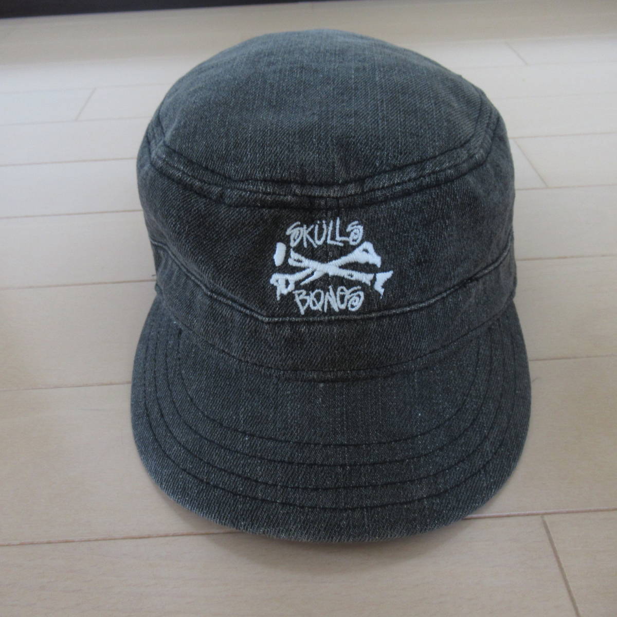 ★即決送込★レアデザイン STUSSY CAP キャップ 帽子 オールド old oldstussy ステューシー ワークキャップ デニム skull bones スカル_画像2