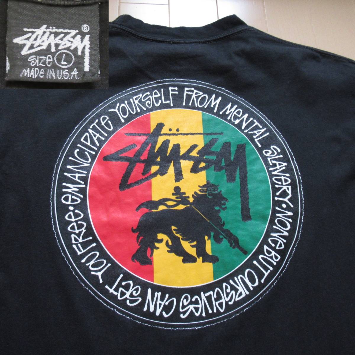 ☆即決送込☆ L 黒タグ 90s STUSSY USA製 old oldstussy ステューシー