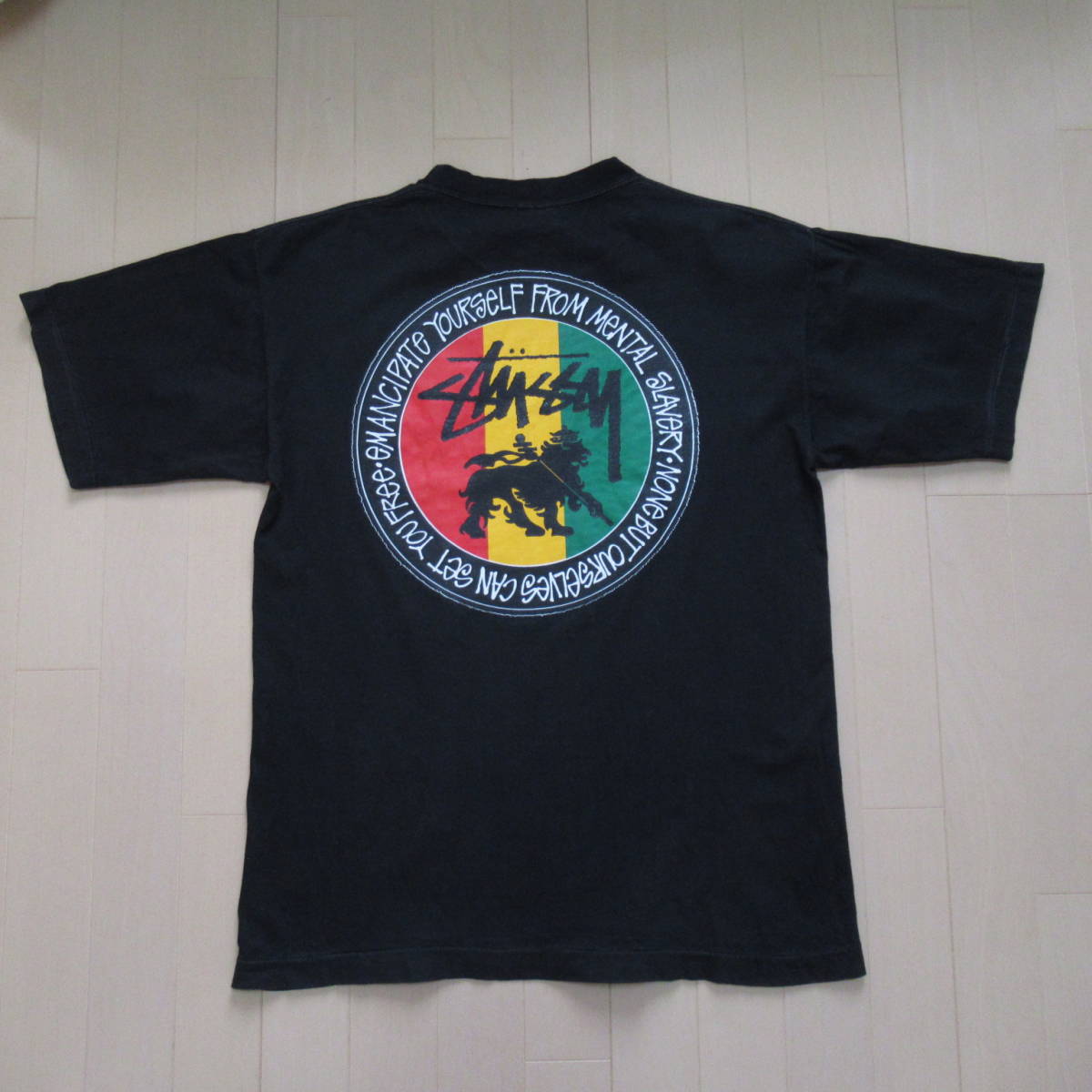 ★即決送込★レア L 黒タグ 80s 90s STUSSY USA製 old oldstussy ステューシーオールド T shirt Tee 半袖  ラスタライオン Tシャツ 黒 xl