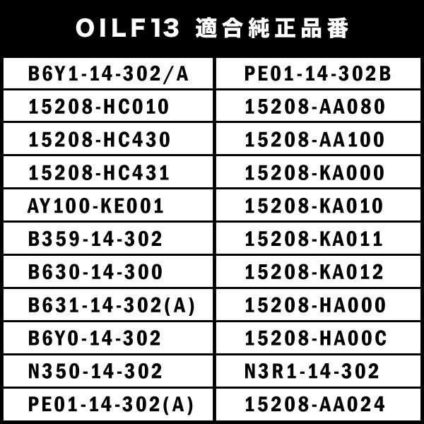 オイルフィルター オイルエレメント BE/BH系 レガシィB4/レガシィツーリングワゴン EJ20/EL25 純正互換品 15208-AA100 品番:OILF13 10個_画像4
