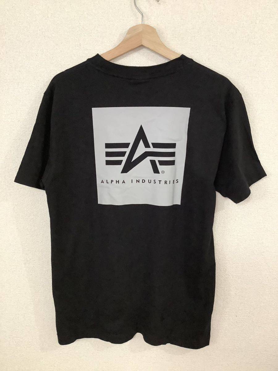 ALPHA INDUSTRIES アルファ　プリントTシャツ　ミリタリー　アメカジ　レプリカ　メンズ　ブラック　古着_画像2