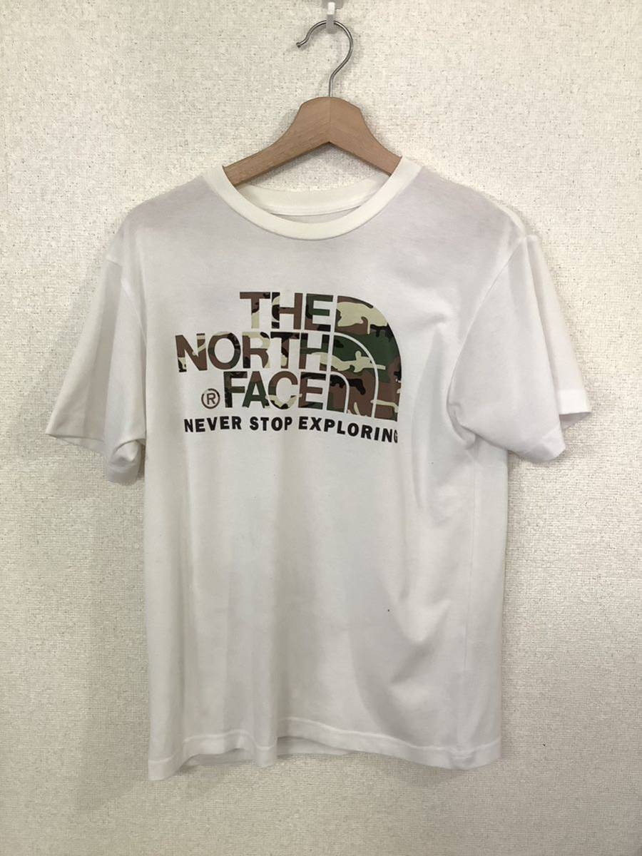 THENORTH FACE ザノースフェイス ロゴプリント 半袖Tシャツ カモフラージュ ストリート アウトドア 古着の画像1