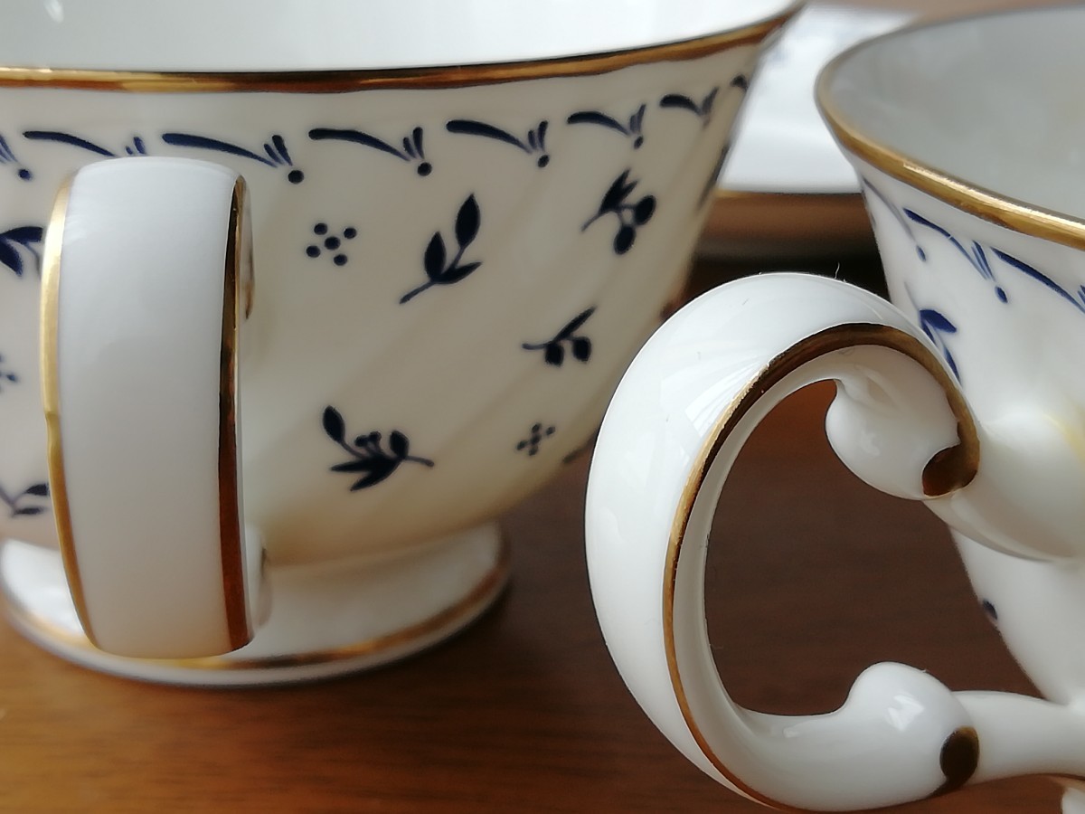 Noritake カップ&ソーサー 5客 金彩 スタジオコレクション ブルー 花柄 ティーカップ ノリタケ STUDIO COLLECTION Tea  cup 送料無料