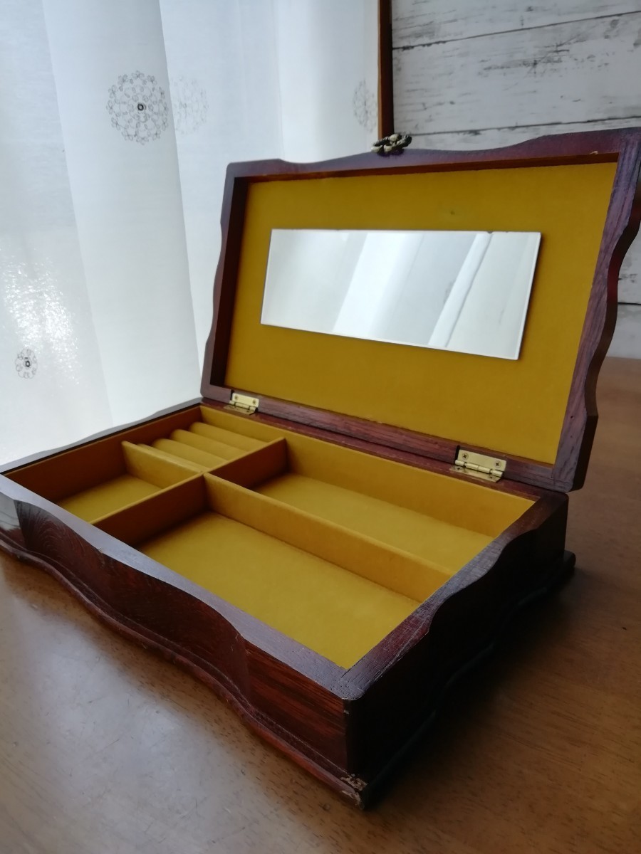 木製 ジュエリーボックス 宝石箱 ミラー アンティーク 鏡 小物入れ 指輪 アクセサリーケース アクセサリーボックス 送料無料 