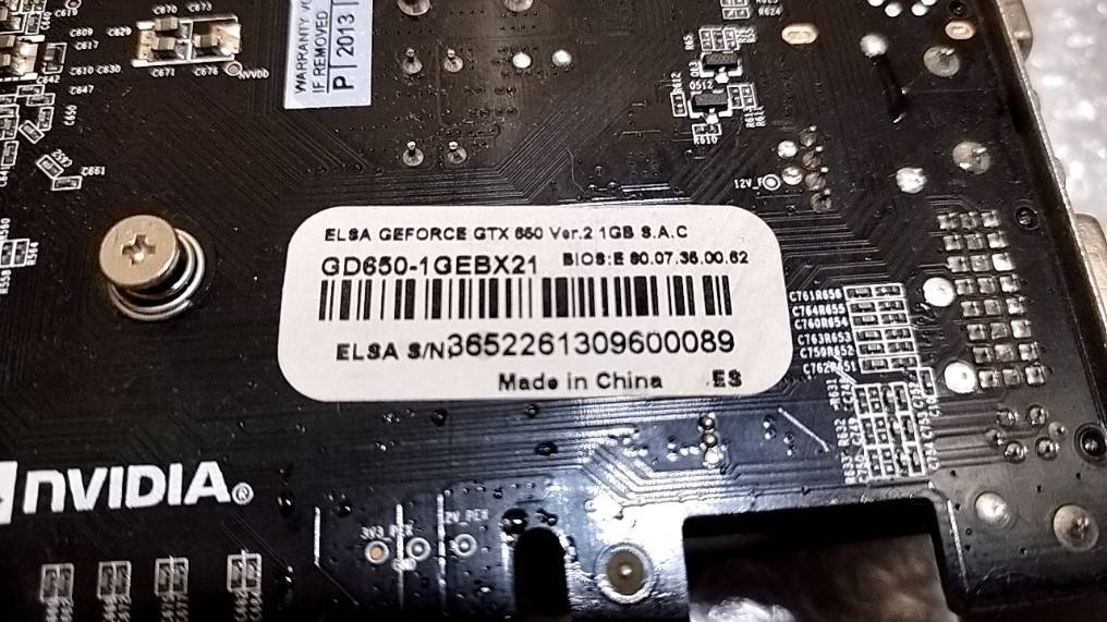 F452 ELSA GTX650 1GB 補助電源不要 DVI HDMI PCI-Express グラフィックボードの画像3