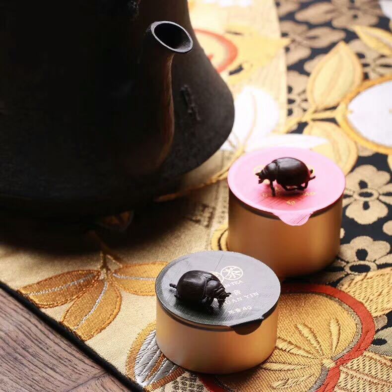 極美古銅煎茶道具 質感細密作り　七星天道虫置物2つ　銅製品_画像5