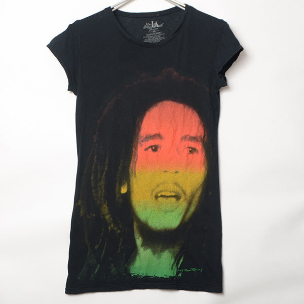 GS7374 ボブマーリー BOB MARLEY Tシャツ レディース M 肩40 メール便発送可 xq_画像1