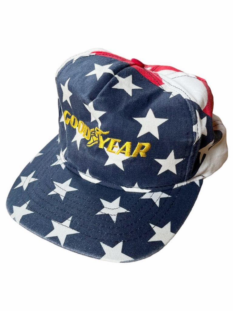 ●● vintage us製 swingsterスウィングスター GOODYEAR 星条旗柄 CAP キャップ 帽子●●_画像1