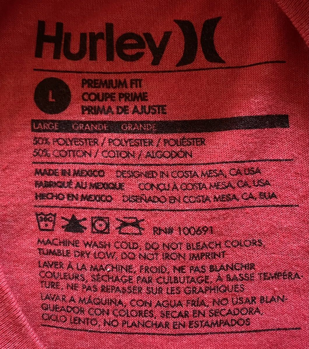 Hurley ハーレー Tシャツ 半袖 赤 サイズL レアデザイン_画像9