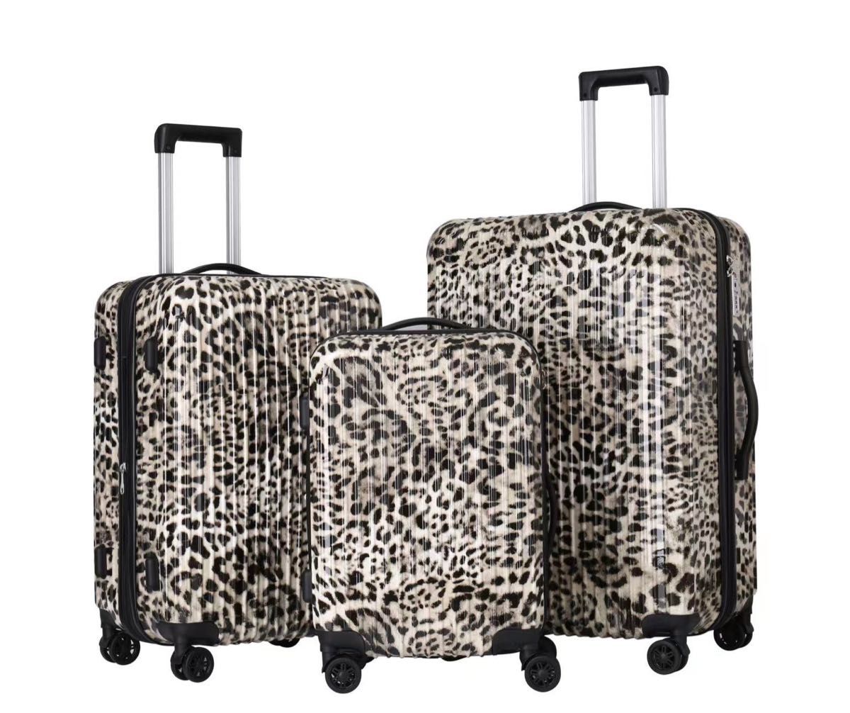 キャリーケース　スーツケース　Lサイズ　レオパード　ヒョウ柄　TSAロック　ダイヤルロック　拡張機能　 軽量 静音　大容量