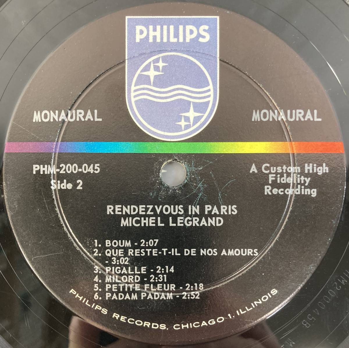  Michel * legrand (Michel Legrand) / rendevouz in paris American record LP Philips PHM 200-045 MONO