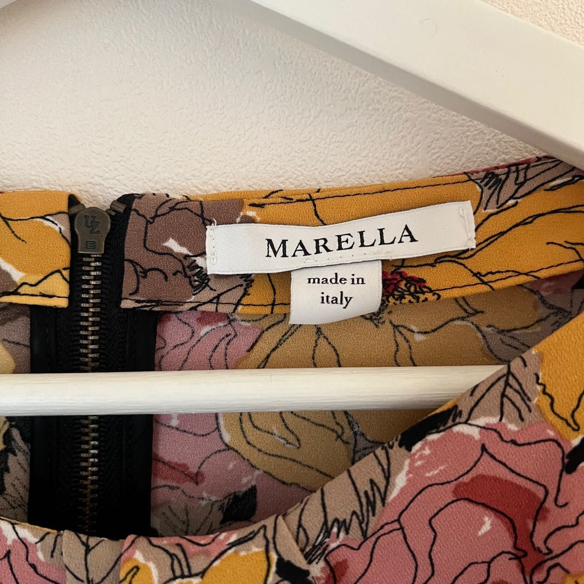 美品 MARELLA マレーラ 花柄 チュニックワンピース フレンチスリーブ マルチカラー プリントワンピース