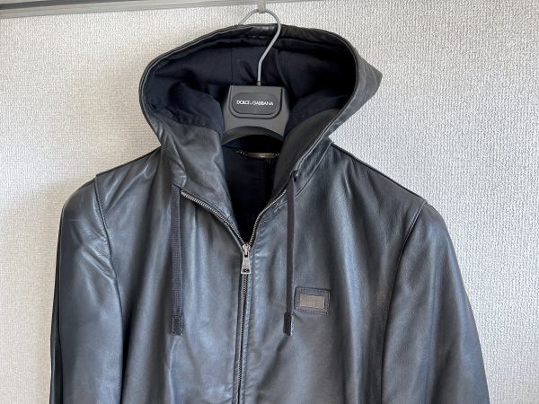 DOLCE&GABBANA プレート付き ラムレザーパーカー 44 | inmano.com.br