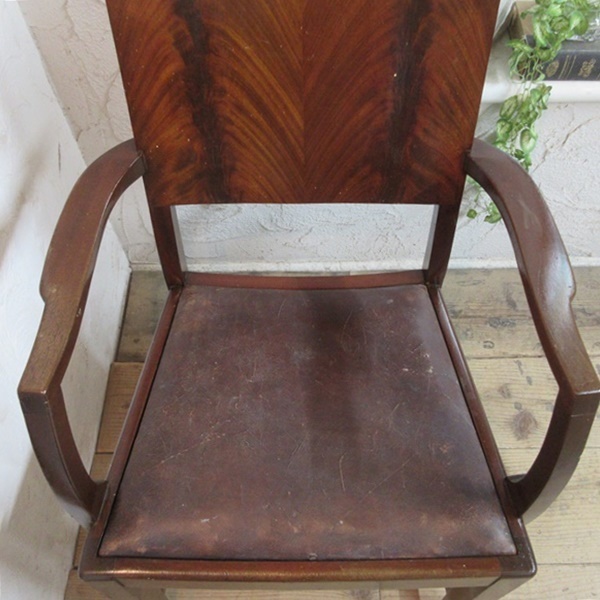 イギリス アンティーク 家具 アームチェア ダイニングチェア 椅子 イス リアルレザー 木製 マホガニー 英国 DININGCHAIR 4265e_画像4