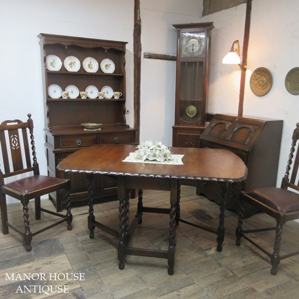 イギリス アンティーク 家具 ダイニングテーブル バタフライ ゲートレッグ ツイストレッグ 木製 英国 TABLE 6204d