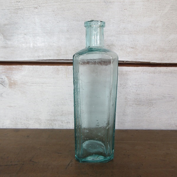 イギリス ヴィンテージ雑貨 ガラスボトル メディシンボトル 薬品瓶 ブルーガラス ドライフラワー 一輪挿し 英国 glass 1820sb_画像3