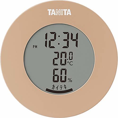 タニタ 温湿度計 時計 温度 湿度 デジタル 卓上 マグネット ライトブラウン TT-585 BR_画像1