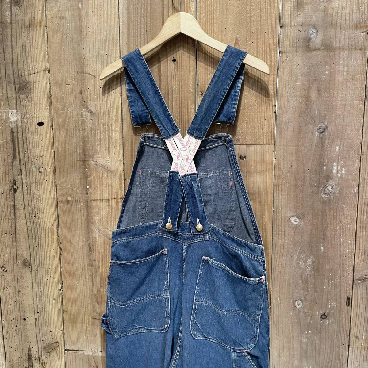 [ size S M]50s 60s USA made RED CAMEL Vintage Denim overall America old clothes 40s 70s red Camel Work lady's 