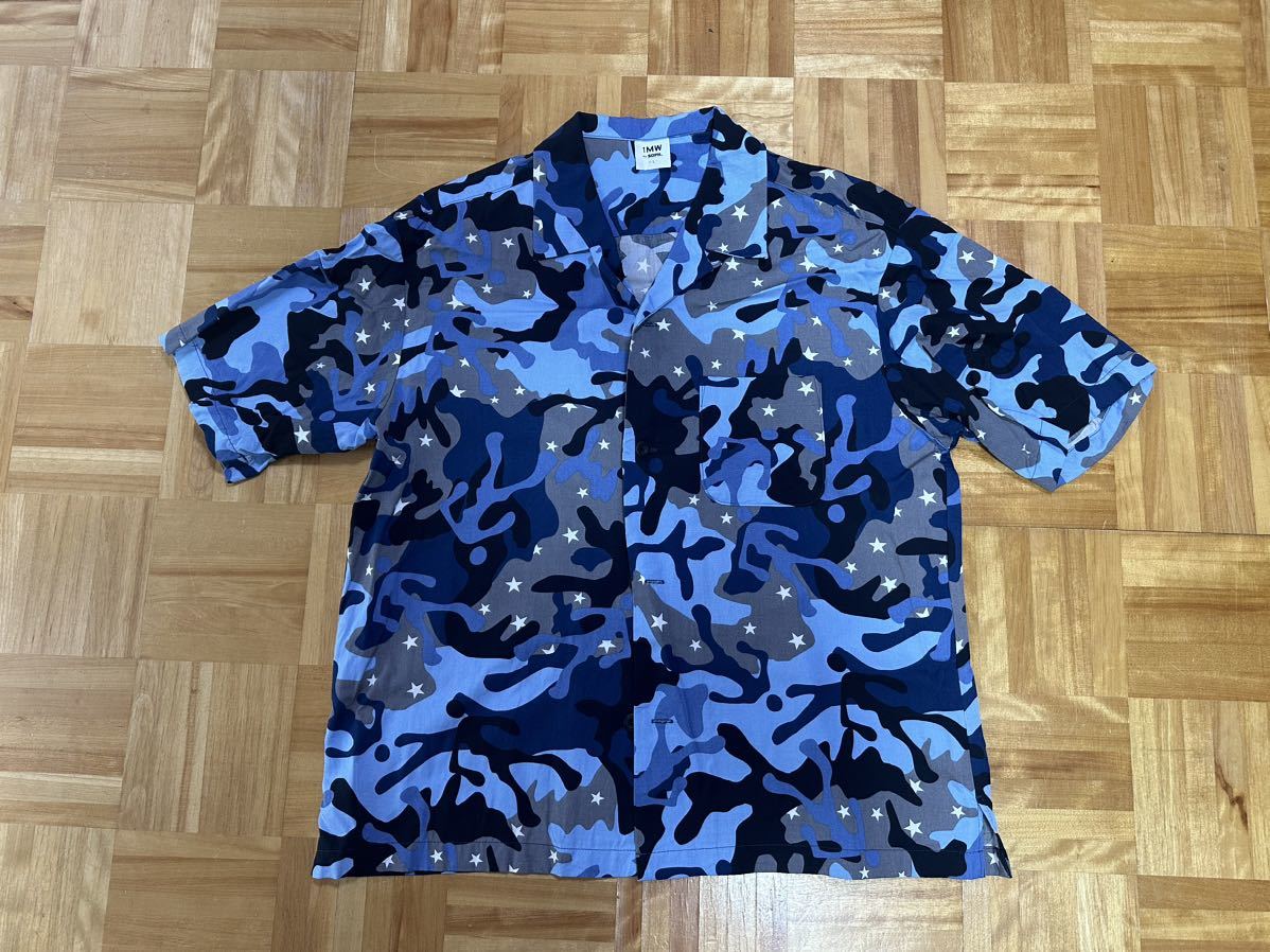 【送料510円】GU SOPH コラボ　オープンカラーシャツ　迷彩　ブルー　Lサイズ_画像1
