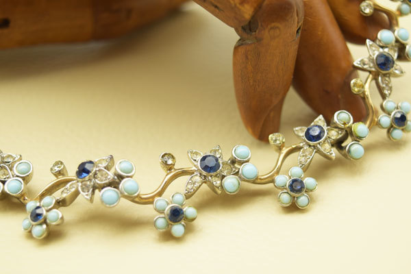Christian Dior прозрачный × голубой маленький цветок колье 