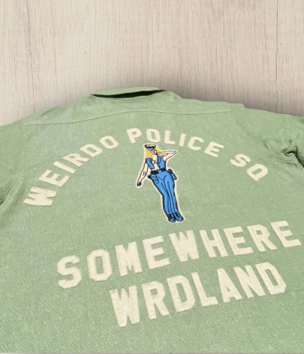 WEIRDO ウィアード 長袖　POLICE SQ L/S WORK SHIRTS ウールツイル　オープンカラーシャツ★Mサイズ　日本製★_画像1