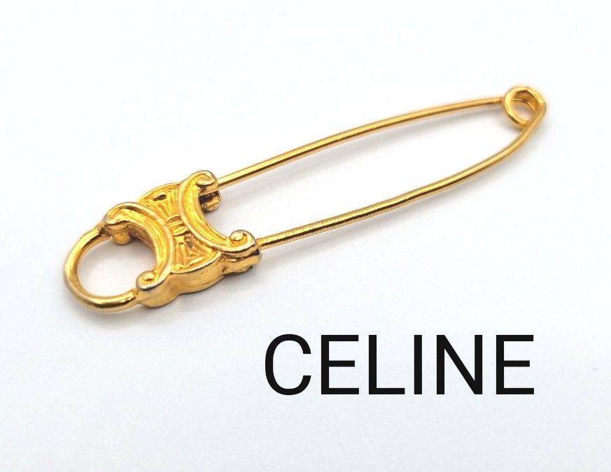 CELINE ヴィンテージ ブローチ トリオンフ 安全ピン型 ゴールド