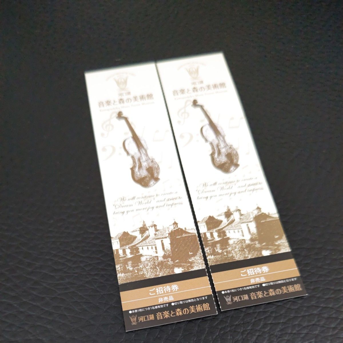 河口湖 音楽と森の美術館の招待券5枚セットです。  1枚・定価1800円です。