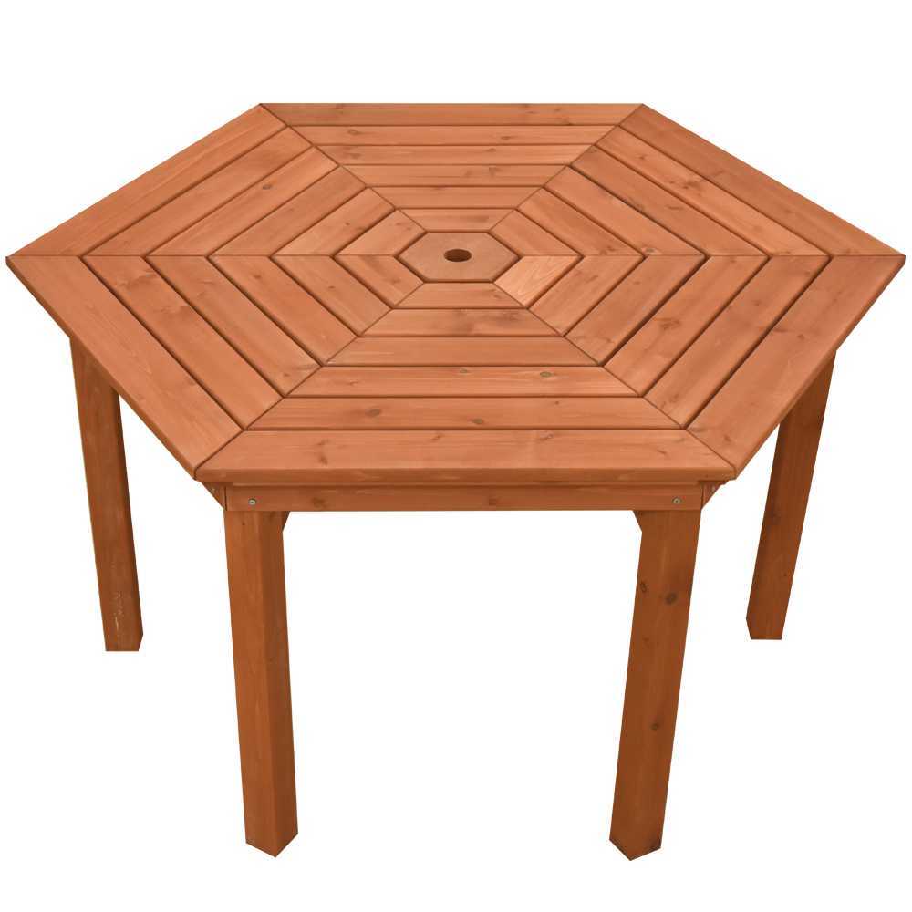  garden table set hexagon table wooden parasol correspondence bench attaching 