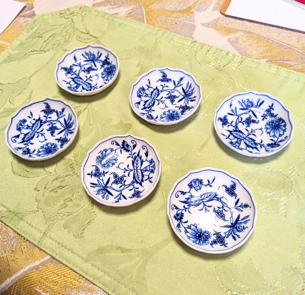 高級品　希少　マイセン　Meissen　ブルーオニオン　blue onion 6枚組　小皿セット 小皿