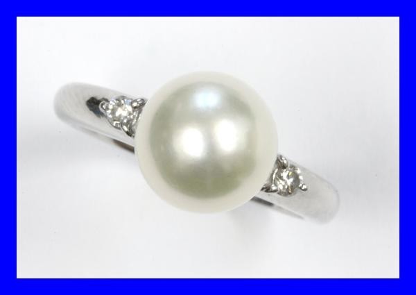 ●新品同様 パール プラチナリング 指輪 Pt900 ダイヤ 真珠 RAB5