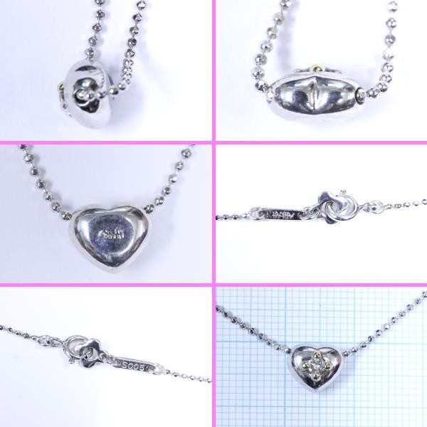 * genuine article finest quality Ahkah 18K×SV diamond Heart necklace Z0028