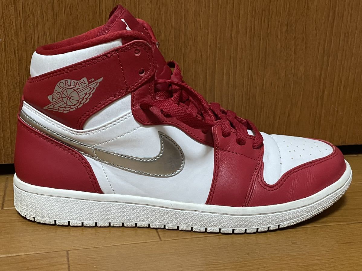 中古美品 箱なし 27cm NIKE ナイキ Air Jordan 1 Retro High Silver Medal エアジョーダン1 レトロ ハイ シルバーメダル 332550-602 送710~_画像4