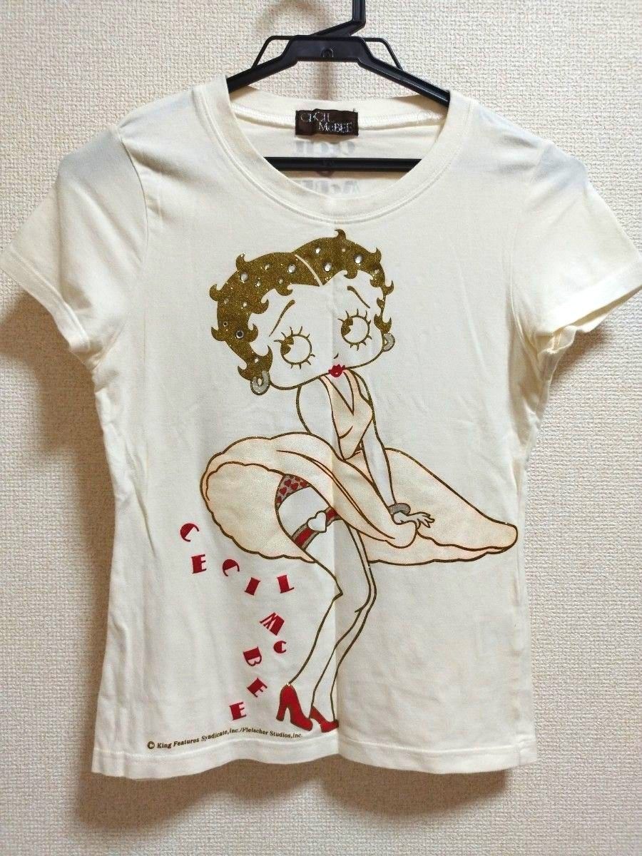 セシルマクビー トップス　半袖Tシャツ　チビＴ　ミニT　ベティちゃん　白　ホワイト　古着　ビンテージ　CECIL McBEE