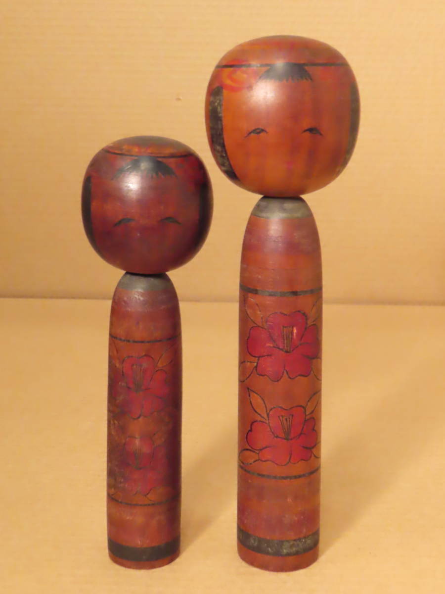 ３３）古い こけし 安藤未黎 ２点　　 検日本人形郷土人形木製伝統