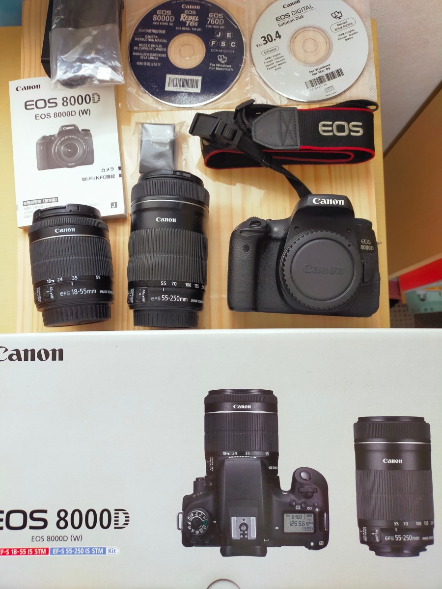 実用美品 Canon キャノン EOS 8000D ダブルズームキット EF-S 18-55mm