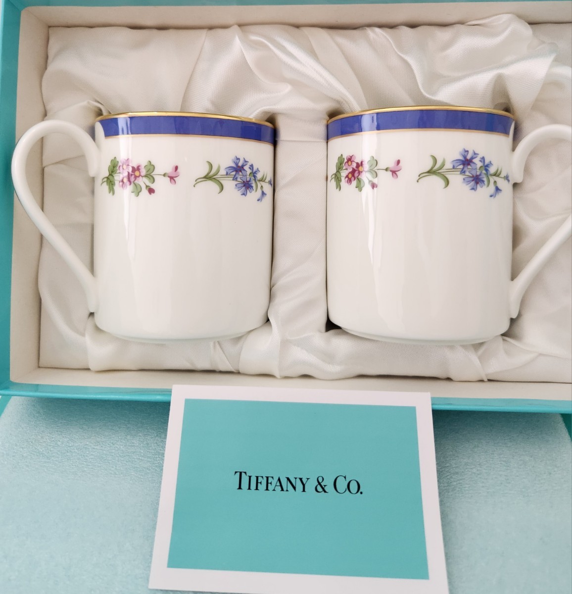 ★完全　未使用品　１円スタート★TIFFANY&Co. ティファニー フローラル 　ペアマグカップ_画像1