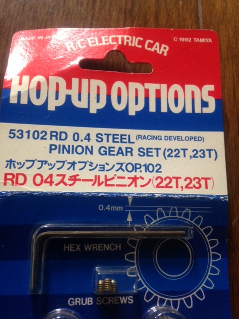 タミヤ　５３１０２　ＲＤ０４スチールピニオン　２２，２３Ｔセット　ＨＯＰＵＰ　ＯＰＴＩＯＮＳ　ＯＰ１０２　未開封、未使用品_画像2