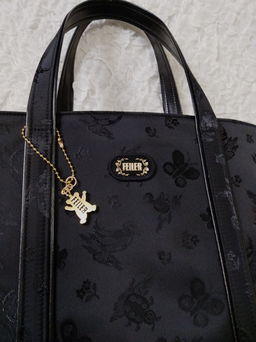 フェイラー FEILER ハイジ ジャガードバッグ 黒 チャーム付き フェイラー FEILER ハイジ ジャガードバッグ 黒 チャーム付き