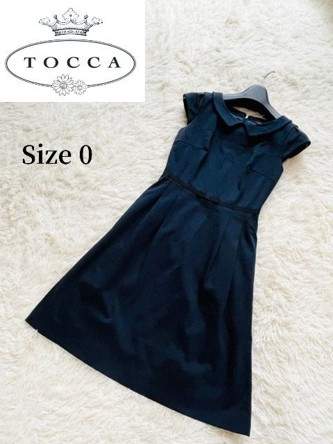 TOCCA】トッカ フレンチスリーブドレスワンピース ネイビー Size0