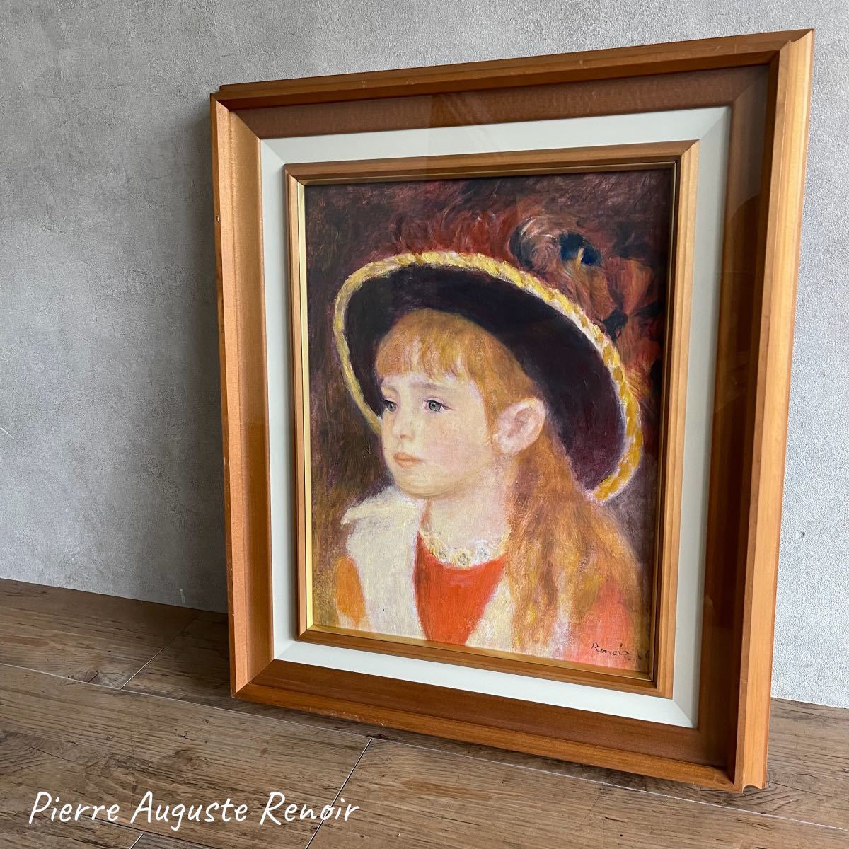 模写 ピエール＝オーギュスト・ルノワール 青い帽子の少女 写 油絵 油彩 Pierre Auguste Renoir Girl with a Blue Hat (Reproduction)_画像1