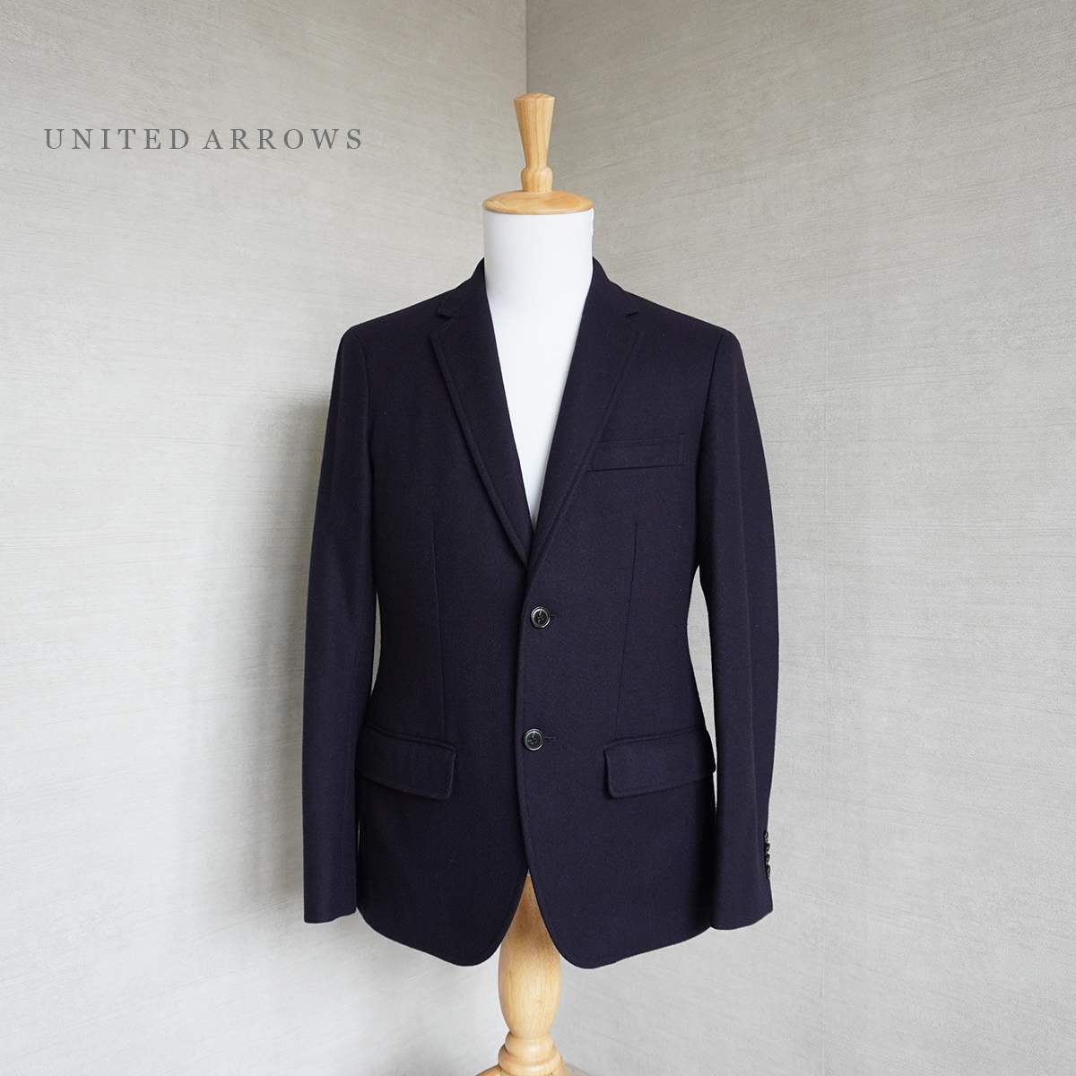 クリーニング済 美品 ユナイテッド アローズ UNITED ARROWS ウール テーラード ジャケット メンズ 46 ダーク ネイビー 紺 系 スーツ