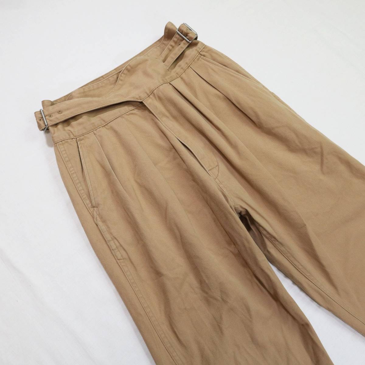 Американа Гуркха Брюки 2 вытачки Прямые брюки Хлопок Чинос Женские Сделано в Японии Бежевый Размер XS
