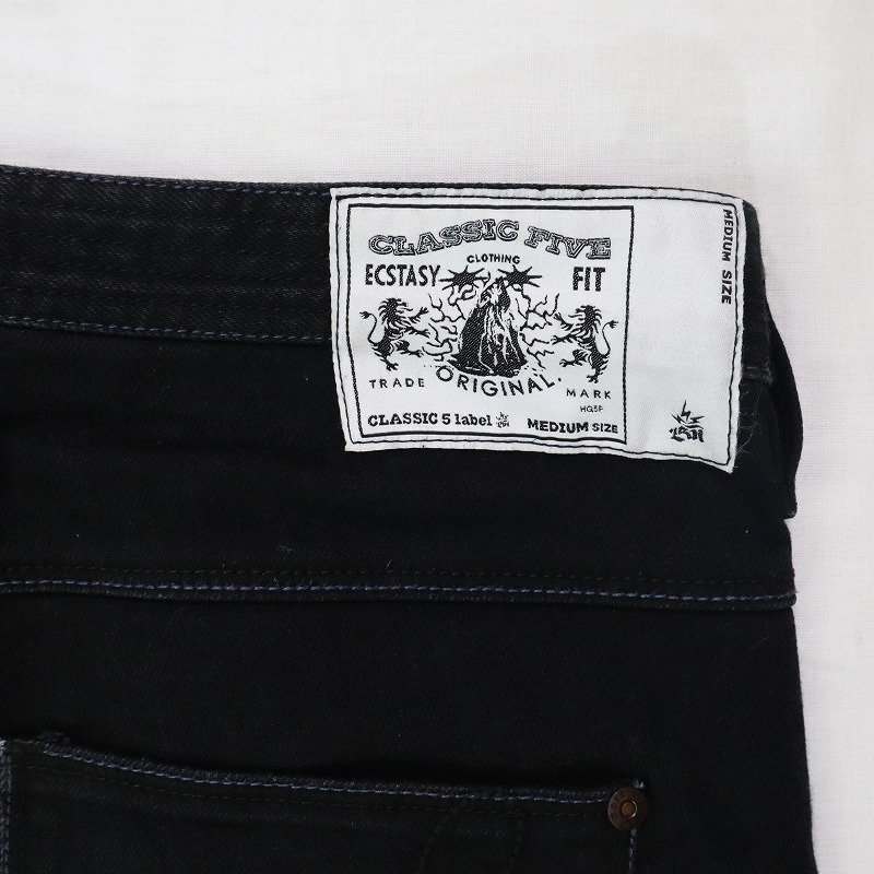 BAL CLASSIC FIVE bar Classic five black stretch slim jeans button fly strut Denim black made in Japan men's M size 