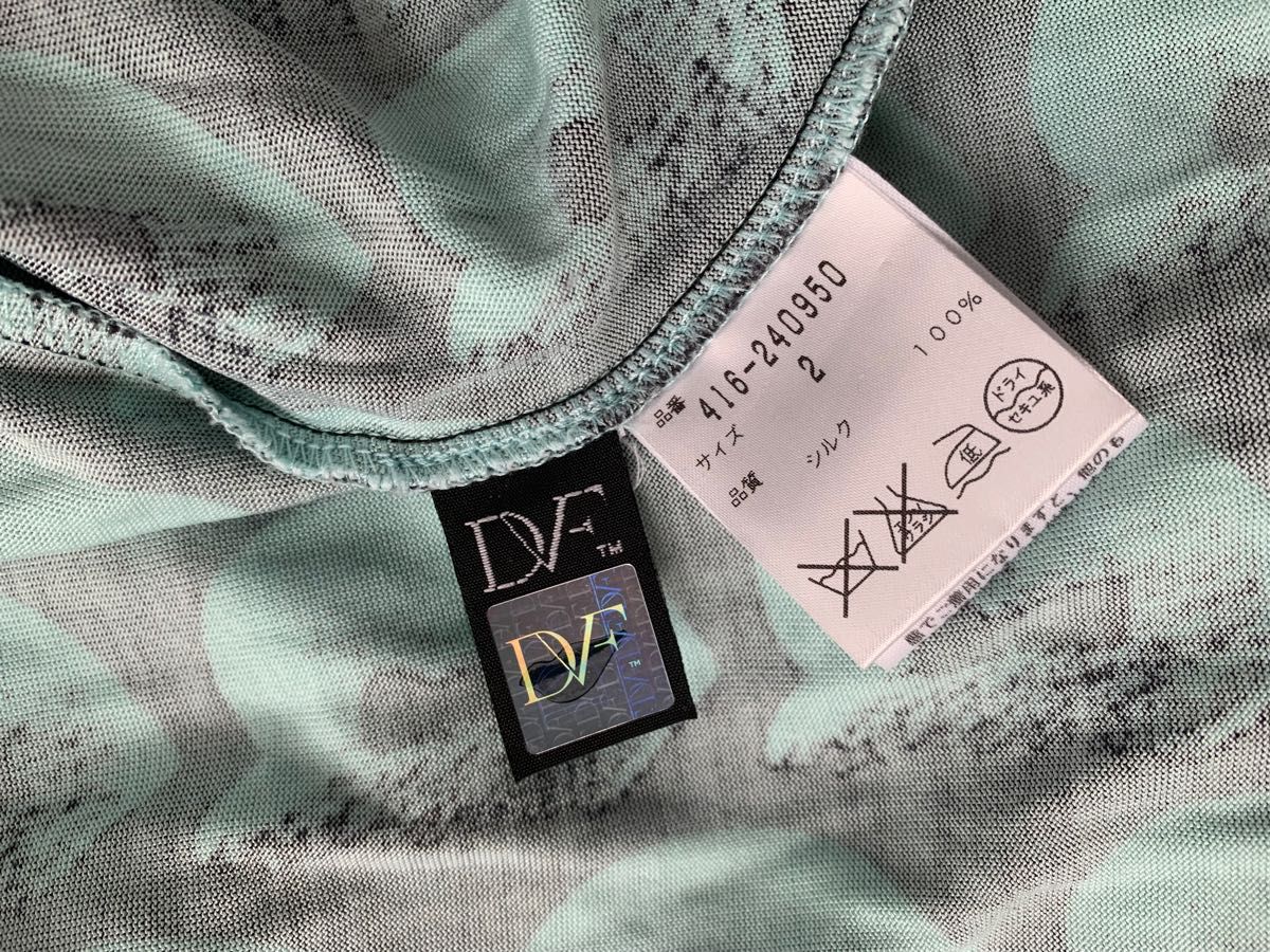 【極美品】DVF 2号 Vネック ラップドレス ワンピース ハート柄【生地薄い、通気性良い】1年中も着れる 仕事　デート