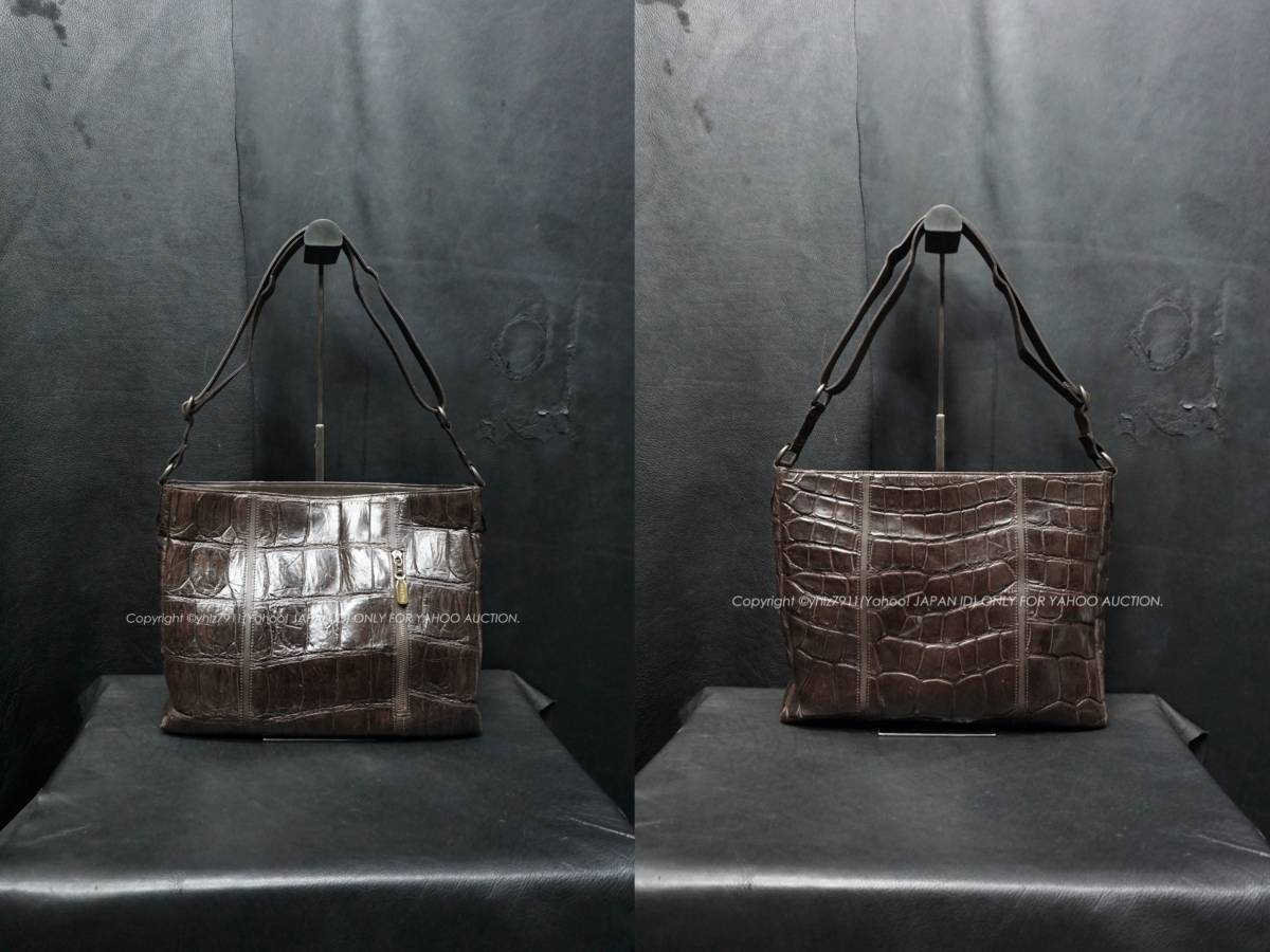 BAG LIORE クロコダイル革 ショルダーバッグ ソフト仕上げ ワニ革 マットクロコ ラージクロコ バグリオ WATA-ICHI バック ユニセックス_画像3