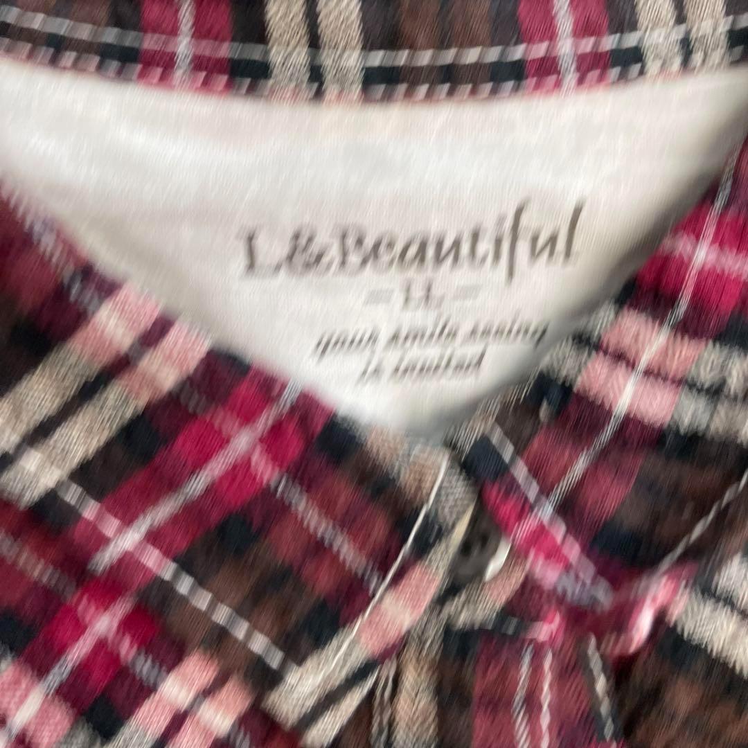 美品 L&Beautiful 長袖シャツ チェックシャツ ネルシャツ XL_画像3