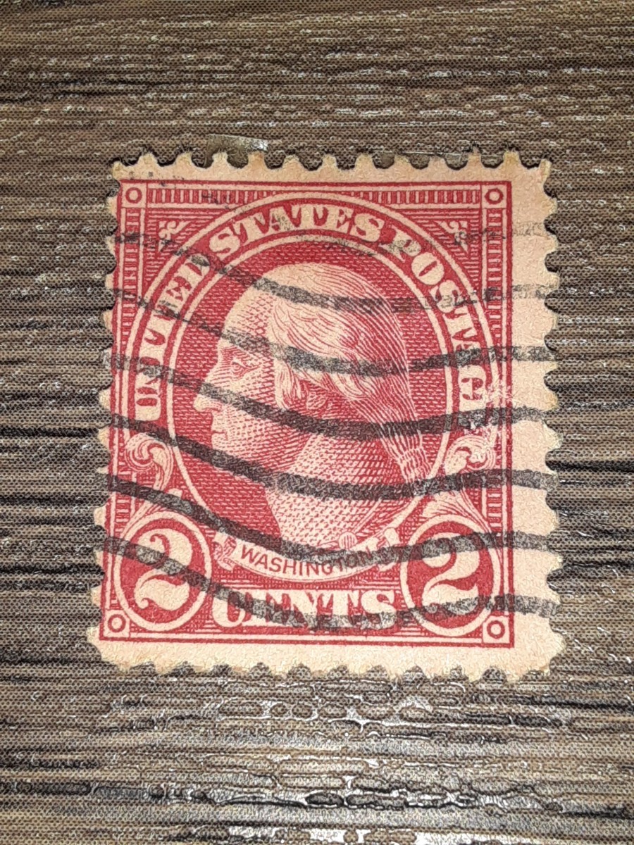 アンティーク切手　アメリカ　1922年頃　ワシントン赤2セント　使用済み　USW赤20608_画像1