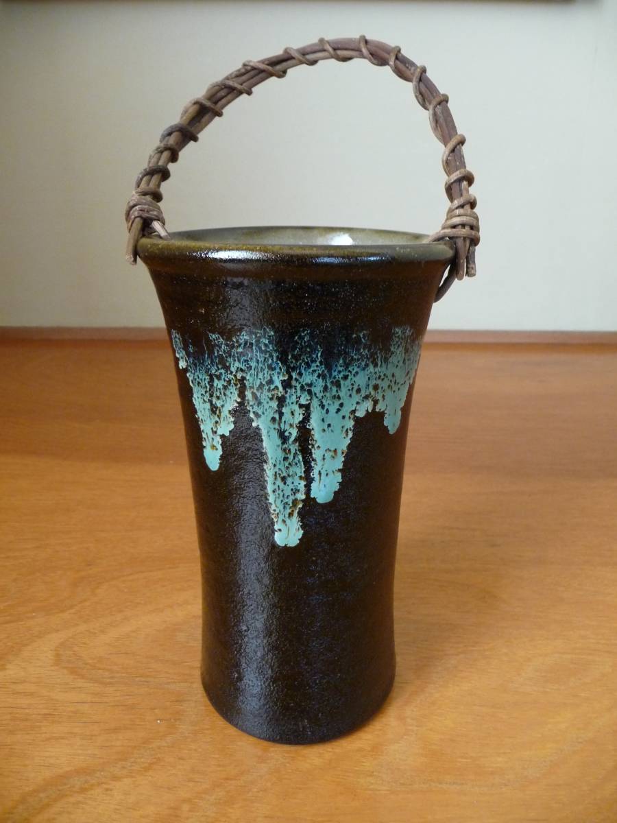 花器 花瓶 花入れ 取手付き 陶器 焼き物 和風 未使用品 | www