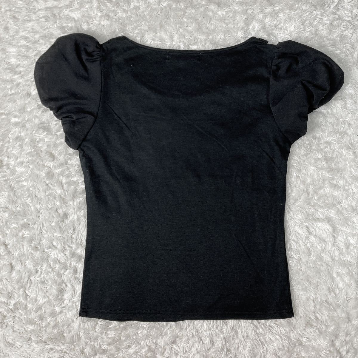 M's GRACY エムズグレイシー トップス Tシャツ リボン 38 M ブラック レディース B62314-112_画像6